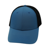 6 Panel - Shallow Fit - Pony Tail - Blue / Black - Laser Mesh (Unisex) (Case Of 5 Hats) $11-$8ea