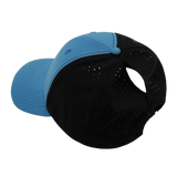 6 Panel - Shallow Fit - Pony Tail - Blue / Black - Laser Mesh (Unisex) (Case Of 5 Hats) $11-$8ea