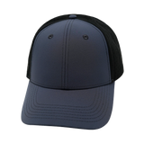 6 Panel - Shallow Fit - Pony Tail - Charcoal / Black - Laser Mesh (Unisex) (Case Of 5 Hats) $11-$8ea