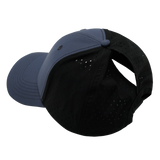 6 Panel - Shallow Fit - Pony Tail - Charcoal / Black - Laser Mesh (Unisex) (Case Of 5 Hats) $11-$8ea