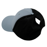6 Panel - Shallow Fit - Pony Tail - Gray Blue / Black - Laser Mesh (Unisex) (Case Of 5 Hats) $11-$8ea