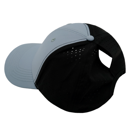 6 Panel - Shallow Fit - Pony Tail - Gray Blue / Black (Unisex) (Case Of 5 Hats) $11-$8ea