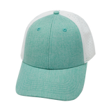 6 Panel - Shallow Fit - Pony Tail - Teal / White - Laser Mesh (Unisex) (Case Of 5 Hats) $11-$8ea