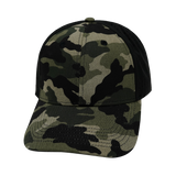 6 Panel - Shallow Fit - Pony Tail - Light Camo / Black - Laser Mesh (Unisex) (Case Of 5 Hats) $11-$8ea