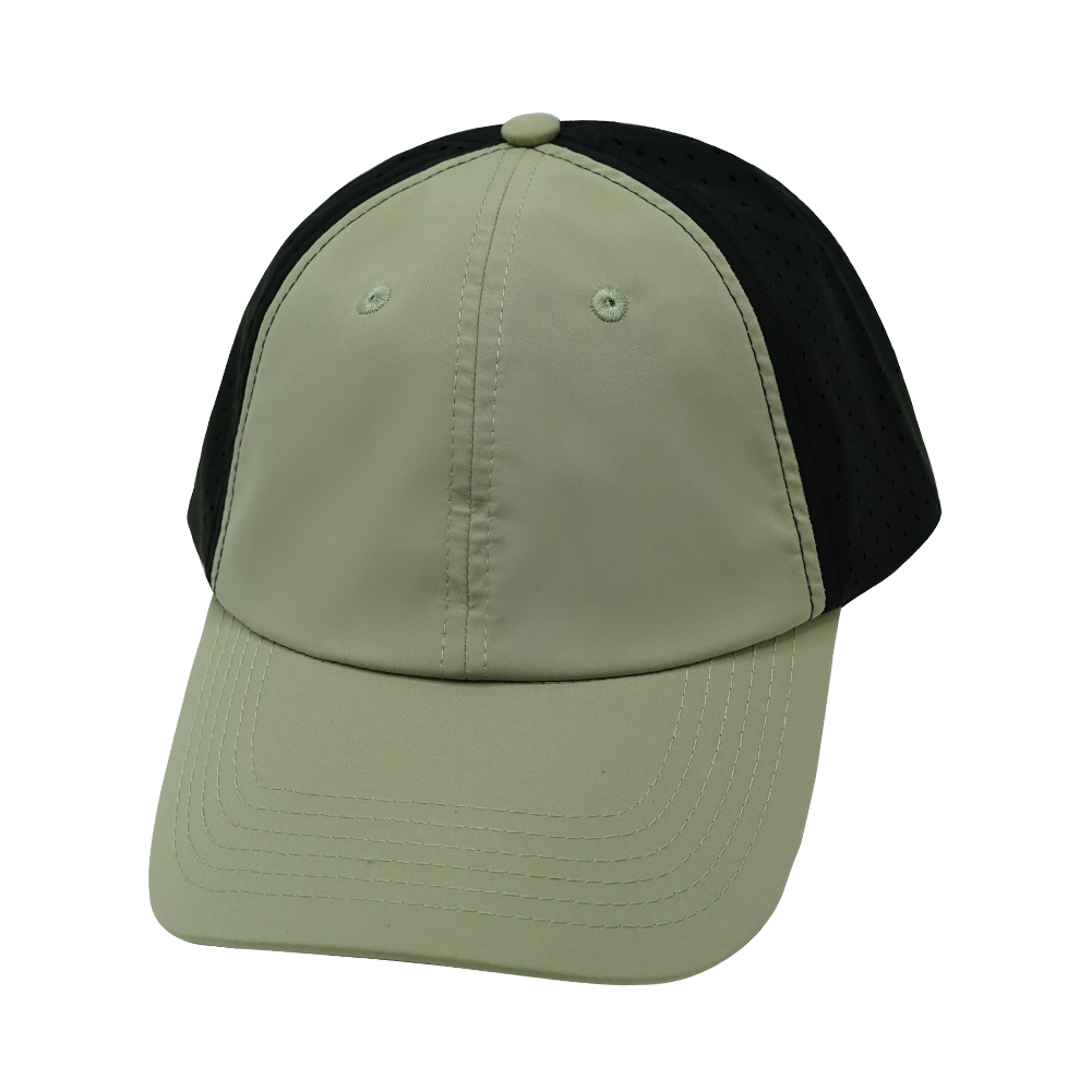 6 Panel - Unstructured - Green / Black - Laser Mesh (Unisex) (Case Of 5 Hats) $11-$8ea