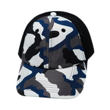 6 Panel - Unstructured - Camo - Cream / Gray / Blue / Black - Soft Trucker Mesh (Unisex) (Case Of 5 Hats) $11-$8ea