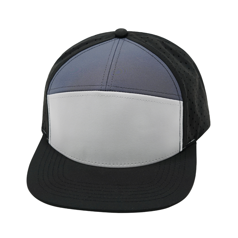 7 Panel - Black / Gray / Charcoal - Laser Mesh (Unisex) (Case Of 5 Hats) $11-$8ea