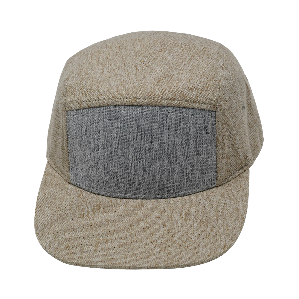 5 Panel - Unstructured - Cream Hemp / Gray Hemp - Fabrik Back (Unisex) (Case Of 5 Hats) $11-$8ea