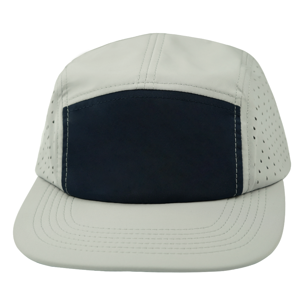 5 Panel - Sporty - Unstructured - Gray / Navy - Laser Mesh (Unisex) (Case Of 5 Hats) $11-$8ea