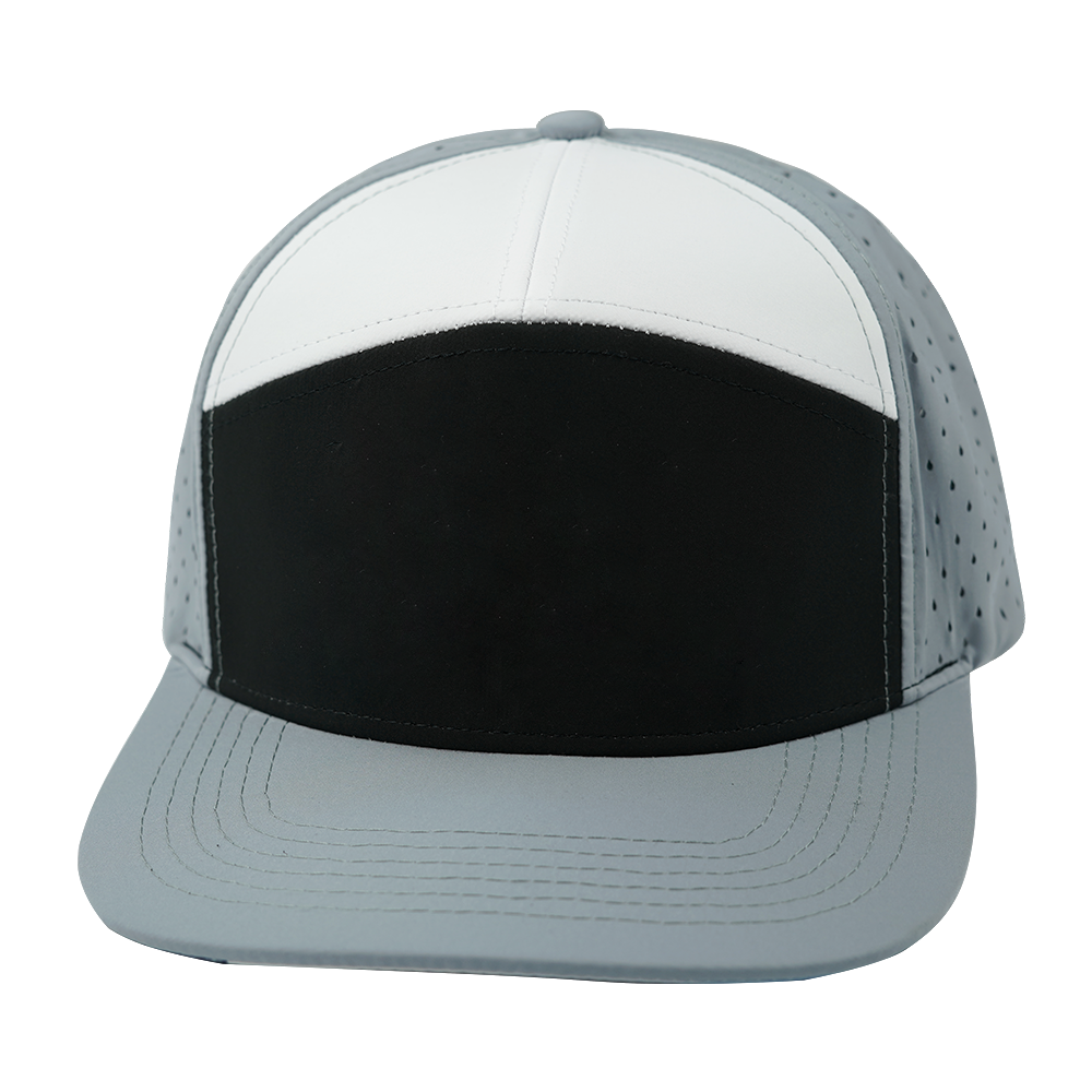7 Panel - Gray / Black / White - Laser Mesh (Unisex) (Case Of 5 Hats) $11-$8ea