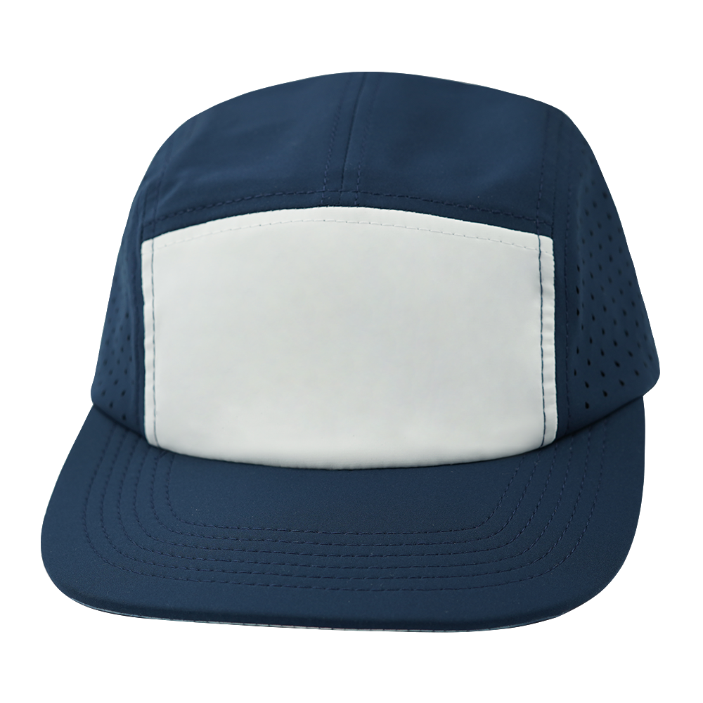 5 Panel - Sporty - Unstructured - Navy / White - Laser Mesh (Unisex) (Case Of 5 Hats) $11-$8ea
