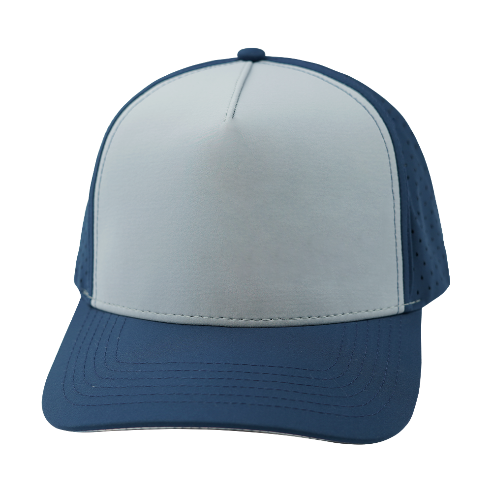 5 Panel - Structured - Dark Blue / Gray Blue - Laser Mesh (Unisex) (Case Of 5 Hats) $11-$8ea