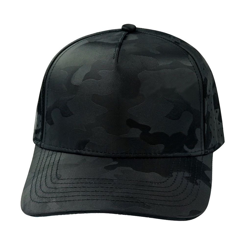 5 Panel - Structured - Black Camo - Laser Mesh (Unisex) (Case Of 5 Hats) $11-$8ea