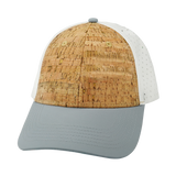 6 Panel - Shallow Fit - Pony Tail - Cork - Gray / White - Laser Mesh (Unisex) (Case Of 5 Hats) $11-$8ea