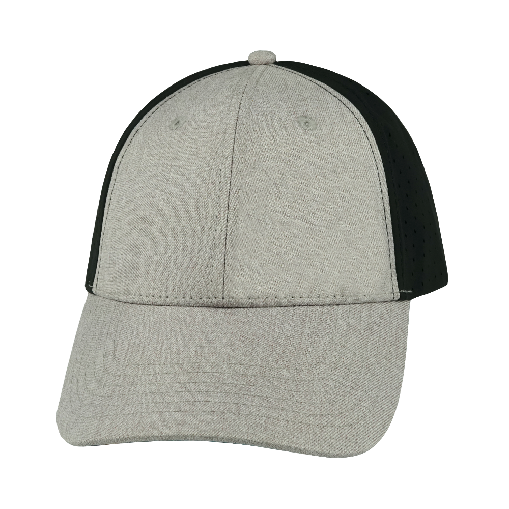 6 Panel - Shallow Fit - Pony Tail - Tan / Black - Laser Mesh (Unisex) (Case Of 5 Hats) $11-$8ea