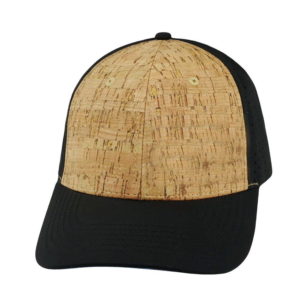 6 Panel - Cork - Black - Laser Mesh (Unisex) (Case Of 5 Hats) $11-$8ea