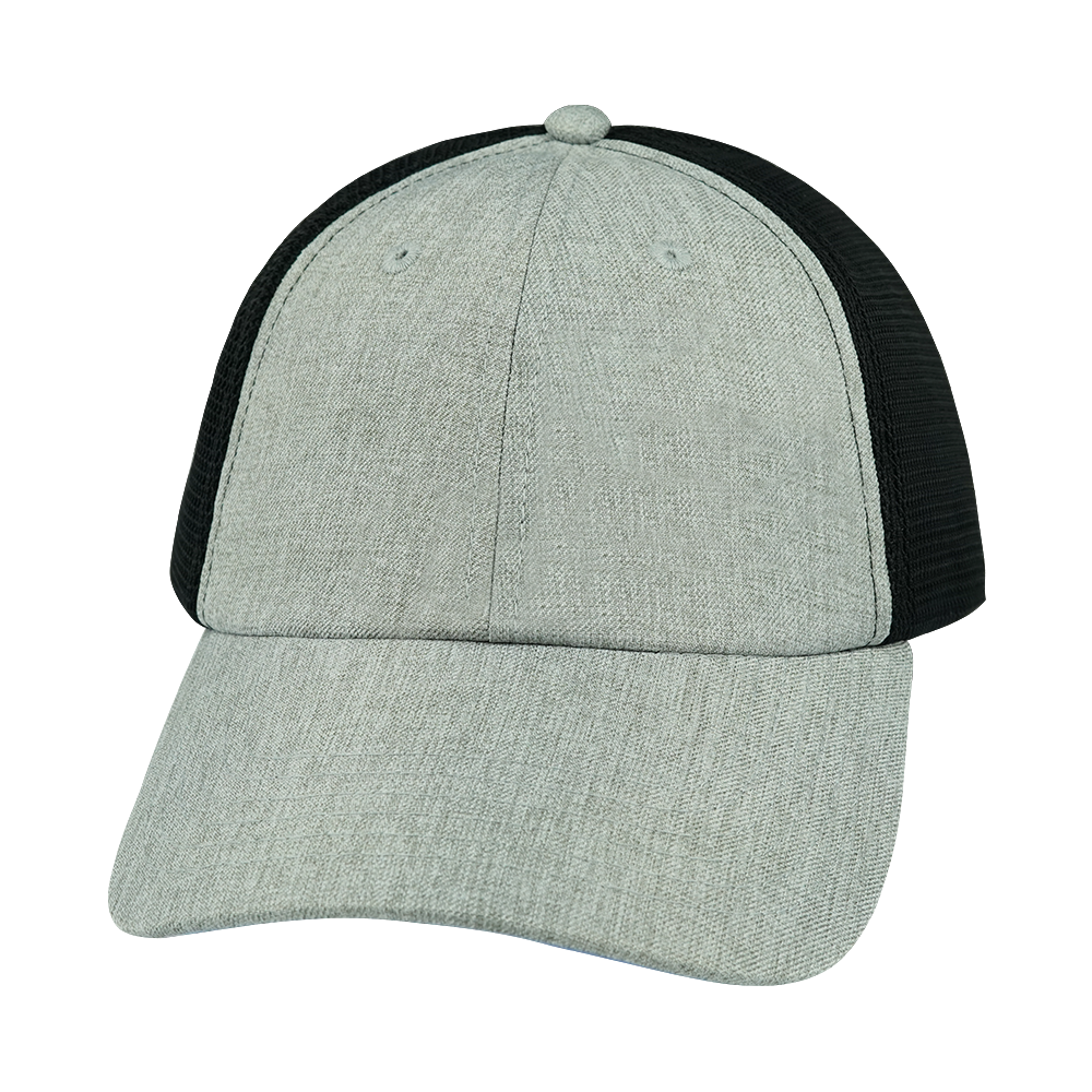 6 Panel - Unstructured - Heather Gray / Black - Laser Mesh (Unisex) (Case Of 5 Hats) $11-$8ea