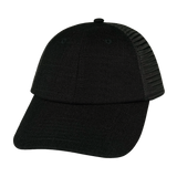 6 Panel - Shallow Fit - Unstructured - Black Hemp / Black - Soft Trucker Mesh (Unisex) (Case Of 5 Hats) $11-$8ea