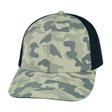 6 Panel - Soft Gray Camo / Navy - Laser Mesh (Unisex) (Case Of 5 Hats) $11-$8ea