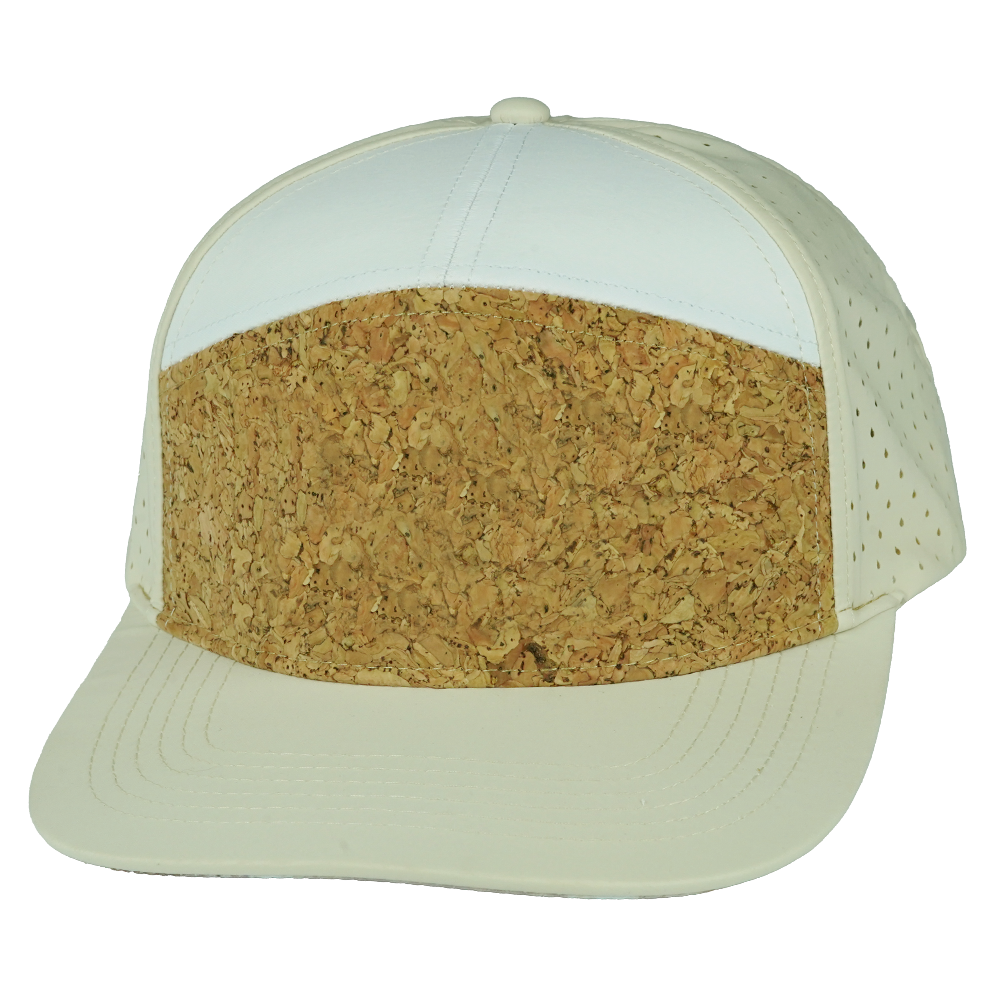 7 Panel - Cork - Cream / White - Laser Mesh (Unisex) (Case Of 5 Hats) $11-$8ea