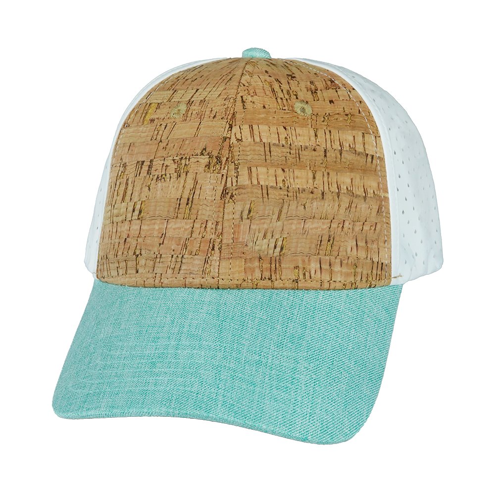 6 Panel - Shallow Fit - Pony Tail - Cork - Mint / White - Laser Mesh (Unisex) (Case Of 5 Hats) $11-$8ea