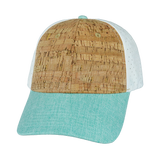 6 Panel - Shallow Fit - Pony Tail - Cork - Mint / White - Laser Mesh (Unisex) (Case Of 5 Hats) $11-$8ea