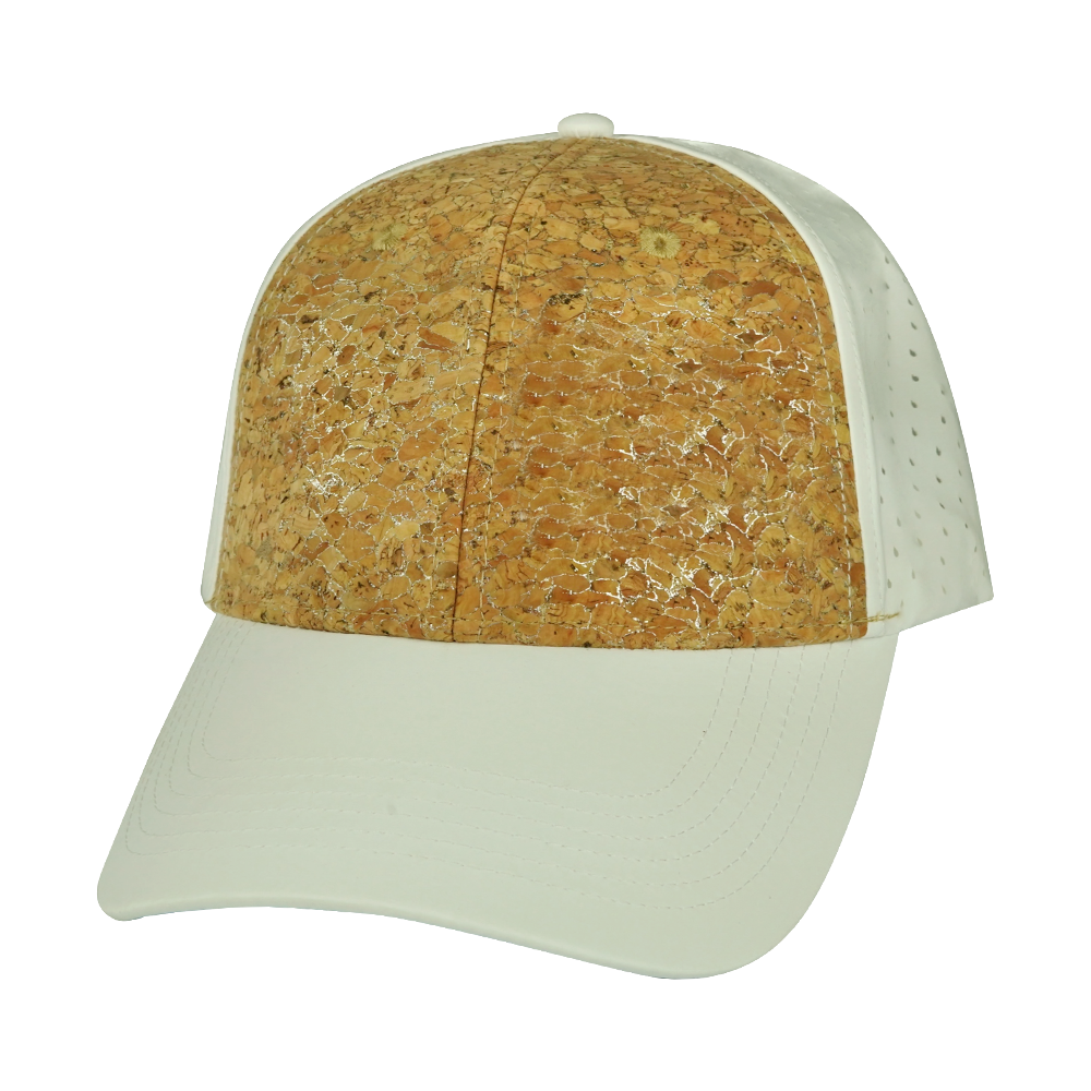6 Panel - Shallow Fit - Pony Tail - Cork - White - Laser Mesh (Unisex) (Case Of 5 Hats) $11-$8ea
