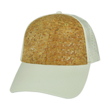 6 Panel - Shallow Fit - Pony Tail - Cork - White - Laser Mesh (Unisex) (Case Of 5 Hats) $11-$8ea