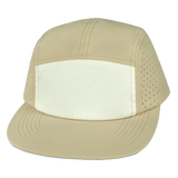 5 Panel - Sporty - Unstructured - Sand / White - Laser Mesh (Unisex) (Case Of 5 Hats) $11-$8ea