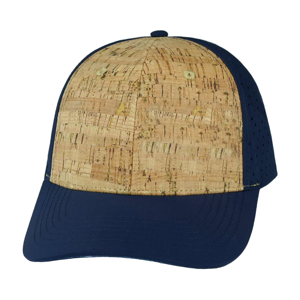 6 Panel - Cork - Dark Blue - Laser Mesh (Unisex) (Case Of 5 Hats) $11-$8ea