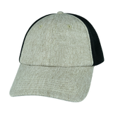 6 Panel - Unstructured - Gray Tan Hemp / Black - Soft Trucker Mesh (Unisex) (Case Of 5 Hats) $11-$8ea