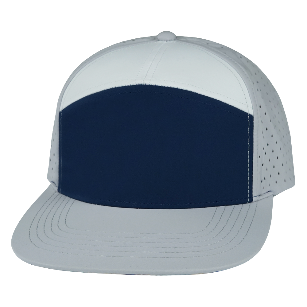 7 Panel - Gray / Navy / White - Laser Mesh (Unisex) (Case Of 5 Hats) $11-$8ea