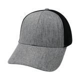 6 Panel - Shallow Fit - Pony Tail - Heather Gray / Black - Laser Mesh (Unisex) (Case Of 5 Hats) $11-$8ea