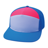 7 Panel - Neon Blue / White / Neon Peach - Laser Mesh (Case Of 5 Hats) $11-$8ea