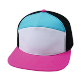 7 Panel - Neon Pink / White / Neon Blue Green / Black - Laser Mesh (Case Of 5 Hats) $11-$8ea