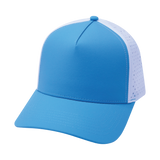 5 Panel - Structured - Neon Blue Green / White - Laser Mesh (Unisex) (Case Of 5 Hats) $11-$8ea