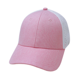 6 Panel - Shallow Fit - Pony Tail - Pink / White - Laser Mesh (Unisex) (Case Of 5 Hats) $11-$8ea