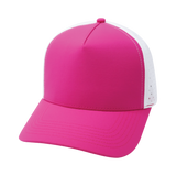 5 Panel - Structured - Neon Pink / White - Laser Mesh (Unisex) (Case Of 5 Hats) $11-$8ea