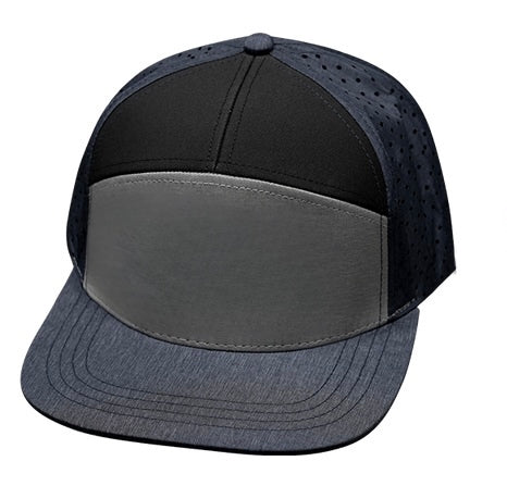 7 Panel - Navy / Gray / Black - Jersey Mesh (Unisex) (Case Of 5 Hats) $11-$8ea