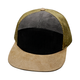 7 Panel - Corduroy - Tan / Black / Gray - Fabrick Back (Unisex) (Case Of 5 Hats) $11-$8ea